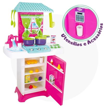 Imagem de Cozinha Infantil Fantástica com Geladeira e Acessórios Torneirinha sai Água