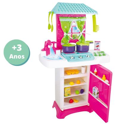 Imagem de Cozinha Infantil Fantástica com Geladeira e Acessórios Torneirinha sai Água