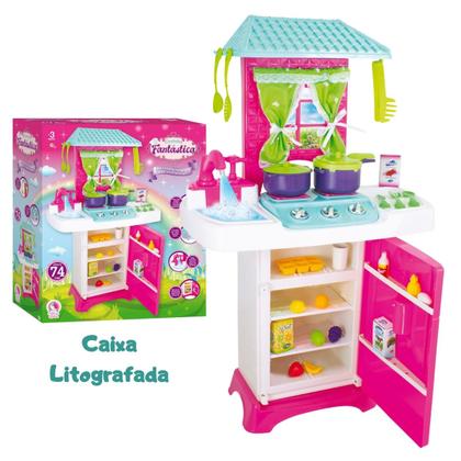 Imagem de Cozinha Infantil Fantástica com Geladeira e Acessórios Torneirinha sai Água