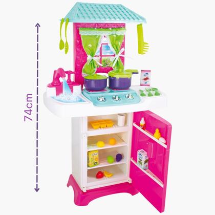 Imagem de Cozinha Infantil Fantástica com Geladeira e Acessórios Torneirinha sai Água
