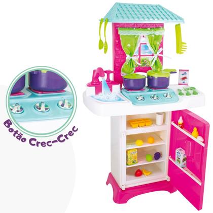 Imagem de Cozinha Infantil Fantástica com Geladeira e Acessórios Torneirinha sai Água