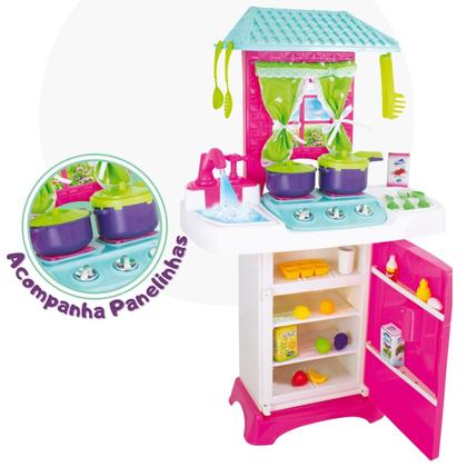 Imagem de Cozinha Infantil Fantástica com Geladeira e Acessórios Torneirinha sai Água