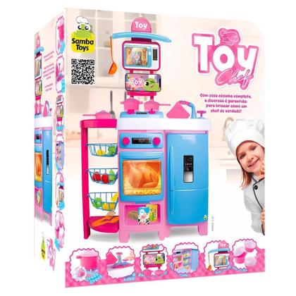 Imagem de Cozinha Infantil Grande Completa com Geladeira Forno Fogão Fruteira Menina Menino Sai Água de Verdade