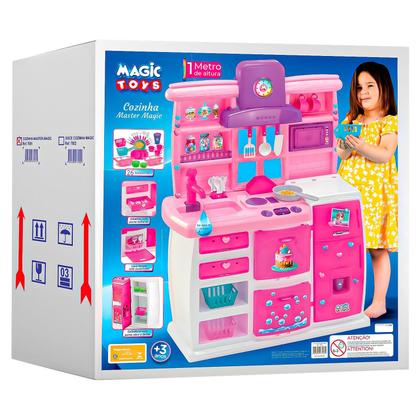 Imagem de Cozinha Infantil Master Magic Toys Forno Geladeira Pia Sai Água Com 26 Acessórios