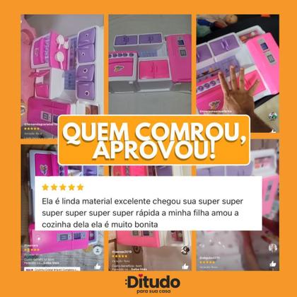 Imagem de Cozinha Infantil Mini Fogão Geladeira Armário Rosa Branca Panelinhas Utensílios Presente Menina 3 An