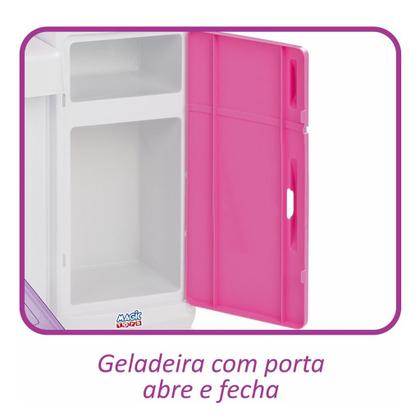 Imagem de Cozinha Infantil Rosa Pia Forno Fogao Geladeira - Magic Toys