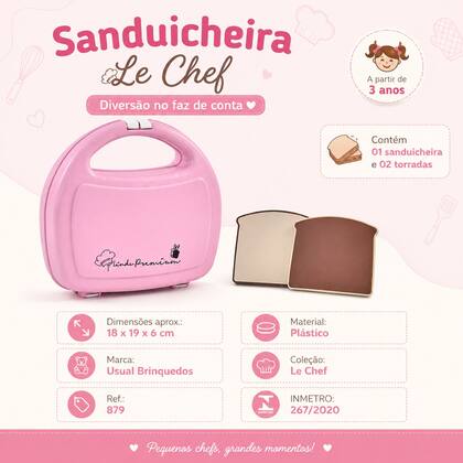 Imagem de Cozinha Infantil Sanduicheira Colorida Le Chef Para Menina Brinquedo Faz De Conta