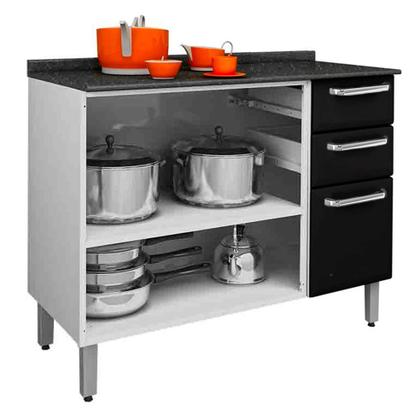 Imagem de Cozinha Itatiaia Luce com Armários Aéreos e Balcão 2 Gavetas 8 Portas 3 Vidros Preto / Branco