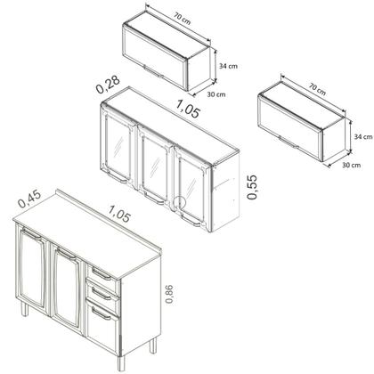 Imagem de Cozinha Itatiaia Luce com Armários Aéreos e Balcão 2 Gavetas 8 Portas Branco / Preto