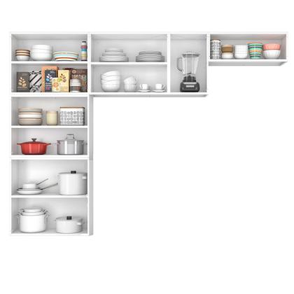 Imagem de Cozinha Itatiaia Luce Compacta 3 Pecas 2 Vidros Branco Paneleiro Armario Aereo