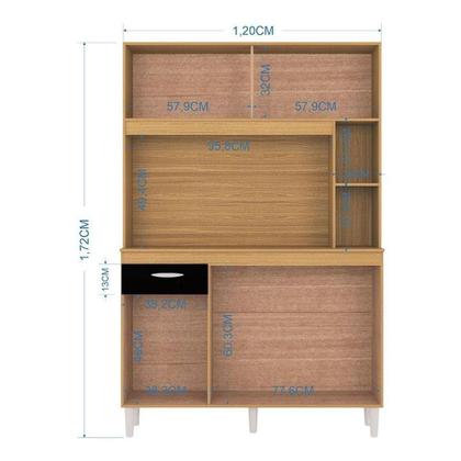 Imagem de Cozinha Kit Duda 120 Cm Damasco Preto - Poquema