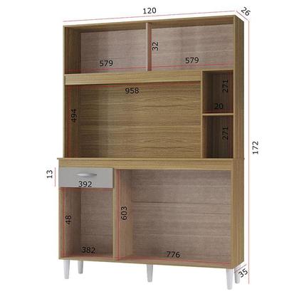 Imagem de Cozinha Kit Duda 120cm Damasco Ripado Off White- Poquema