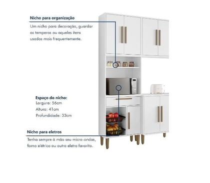 Imagem de Cozinha Lorena 14 Portas Fruteira Kaiki Móveis - Branco