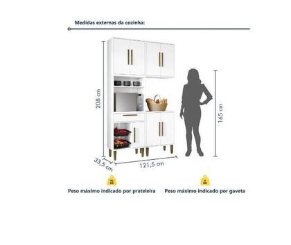Imagem de Cozinha Lorena 7 Pts C/ Fruteira Kaiki Móveis - Branco