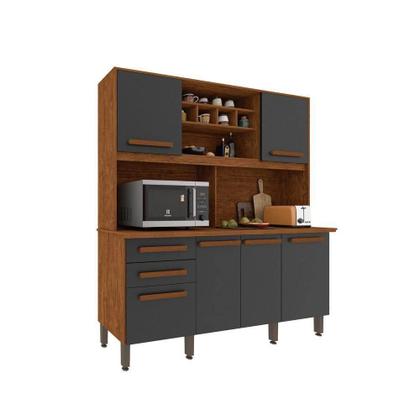 Cozinha Luna Plus 6 Portas 2 Gavetas IMOP CINAMOMO/GRAFITE