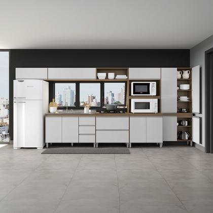 Imagem de Cozinha Moderna Planejada Modulada Sabrina 440 Cm 7 Peças MDP Branco MENU