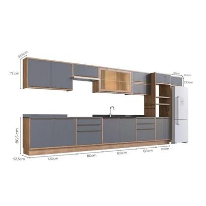 Imagem de Cozinha Modulada 11 Peças 15 Portas 6 Gavetas com Divisor de Talheres 1 Nicho para Forno Viena
