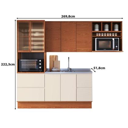 Imagem de Cozinha Modulada  270cm c/ Aéreos Balcões e Nichos 100% MDF