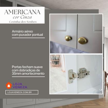 Imagem de Cozinha Modulada 271,5cm Compacta 4 Peças com Torre Quente e Vidro 8 Portas 5 Gavetas Americana Henn - Cinza/Nature