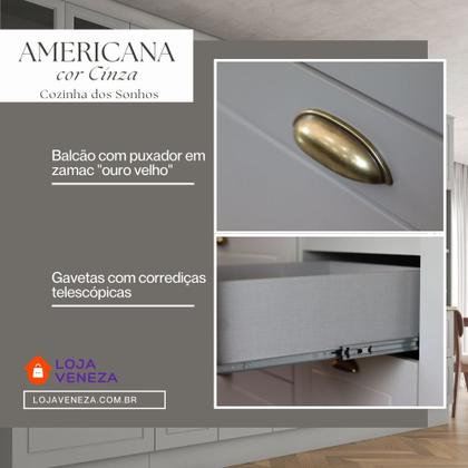 Imagem de Cozinha Modulada 271,5cm Compacta 4 Peças com Torre Quente e Vidro 8 Portas 5 Gavetas Americana Henn - Cinza/Nature