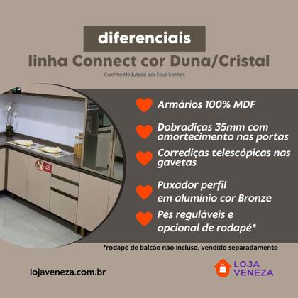 Imagem de Cozinha Modulada 271,5cm Completa com Vidro 5 Peças 12 Portas 2 Gavetas Connect Henn - Duna/Cristal
