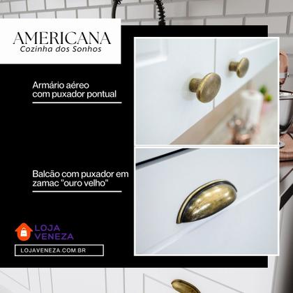 Imagem de Cozinha Modulada 276,5m 8 Portas 5 Gavetas com Torre de Geladeira Americana Henn - Branco/Calcare