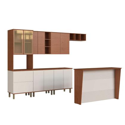 Imagem de Cozinha Modulada 310cm 100% MDF c/ Detalhes Frisados Nichos