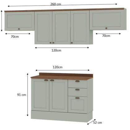 Imagem de Cozinha Modulada 4 Peças 1 Balcão com Tampo 2 Aéreos 100% Mdf