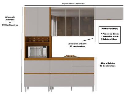 Imagem de Cozinha Modulada 4 Peças 8 Portas 5 Gavetas Nicho p/Forno MDF Dodradiças Slow Motion Lúmina Itatiaia