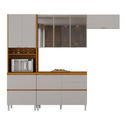 Imagem de Cozinha Modulada 4 Peças 8 Portas 5 Gavetas Nicho p/Forno MDF Dodradiças Slow Motion Lúmina Itatiaia