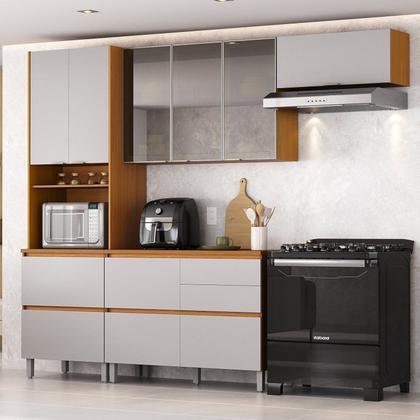 Imagem de Cozinha Modulada 4 Peças 8 Portas 5 Gavetas Nicho p/Forno MDF Dodradiças Slow Motion Lúmina Itatiaia