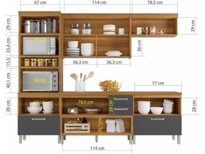 Imagem de Cozinha Modulada 4 Peças Ripado Torre Quente Nesher Princesa Mdf