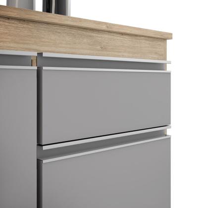 Imagem de Cozinha Modulada 6 Módulos Composição 8 Castanho/Cinza - Lumil Móveis