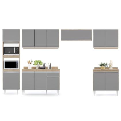 Imagem de Cozinha Modulada 6 Módulos Composição 8 Castanho/Cinza - Lumil Móveis