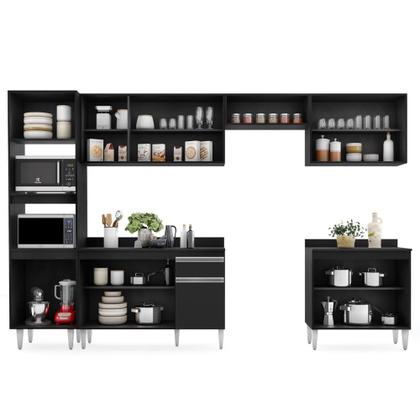 Imagem de Cozinha Modulada 6 Módulos Composição 8 Preto - Lumil Móveis