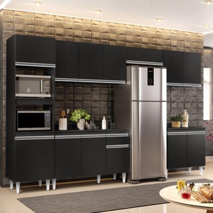 Imagem de Cozinha Modulada 6 Módulos Composição 8 Preto - Lumil Móveis