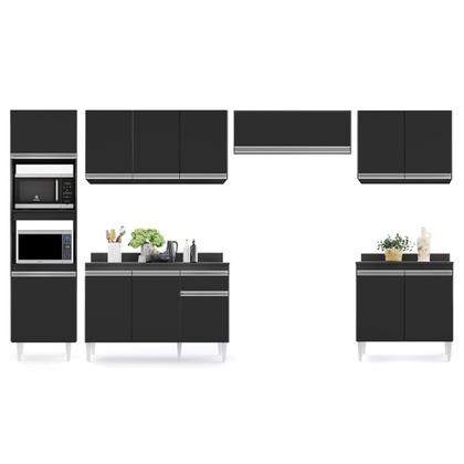 Imagem de Cozinha Modulada 6 Módulos Composição 8 Preto - Lumil Móveis