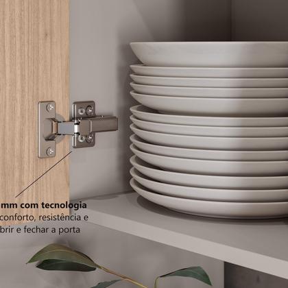 Imagem de Cozinha Modulada 6 Peças 12 Portas 5 Gavetas Com Cristaleira MDF Rodapé em PVC Essence Itatiaia