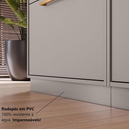Imagem de Cozinha Modulada 6 Peças 12 Portas 5 Gavetas Com Cristaleira MDF Rodapé em PVC Essence Itatiaia