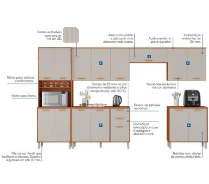 Imagem de Cozinha Modulada 6 Peças 15 Portas 2 Gavetas Paneleiro para Fono Itafriz Itatiaia