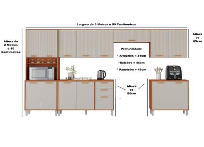 Imagem de Cozinha Modulada 6 Peças 15 Portas 2 Gavetas Paneleiro para Fono Itafriz Itatiaia