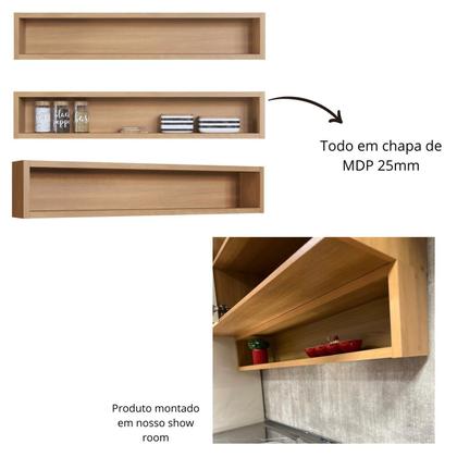 Imagem de Cozinha Modulada 6 Peças com Tampo 120cm Nicho Decorativo Balcão para Cooktop Isabelle