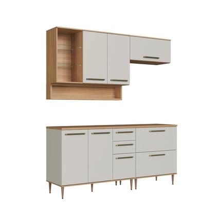 Imagem de Cozinha Modulada 6 Peças com Tampo 120cm Nicho Decorativo Balcão para Cooktop Isabelle