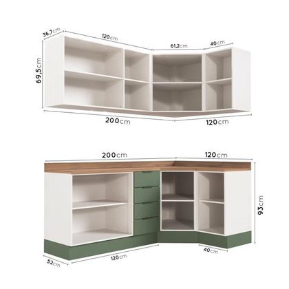 Imagem de Cozinha Modulada 6 Peças com Tampo 3 Aéreos 6 Portas e 3 Balcões Ipanema CabeCasa MadeiraMadeira