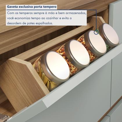 Imagem de Cozinha Modulada 7 Peças Com 3 Armários Aéreos Ripado 3 Balcões 1 Paneleiro 100% Mdf Rainha