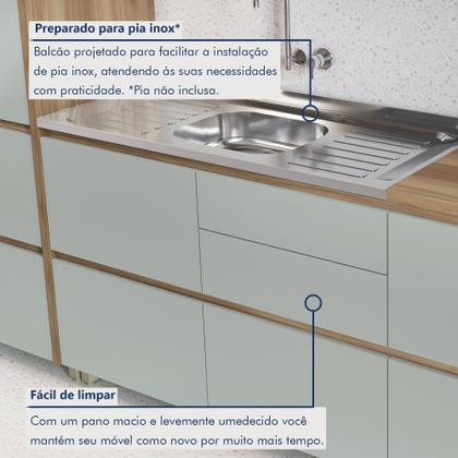 Imagem de Cozinha Modulada 7 Peças Com 3 Armários Aéreos Ripado 3 Balcões 1 Paneleiro 100% Mdf Rainha