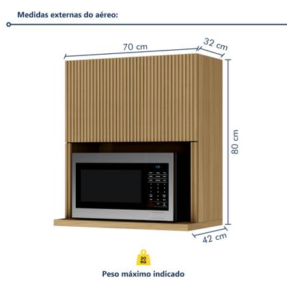 Imagem de Cozinha Modulada 7 Peças Com 3 Armários Aéreos Ripado 3 Balcões 1 Paneleiro 100% Mdf Rainha