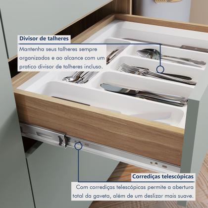 Imagem de Cozinha Modulada 7 Peças Com 3 Armários Aéreos Ripado 3 Balcões 1 Paneleiro 100% Mdf Rainha