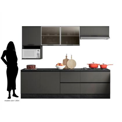 Imagem de Cozinha Modulada 7 Peças Com 7 Portas e 4 Gavetas Com Balcão Para Cooktop Etna Cor Grafite Poliman Móveis