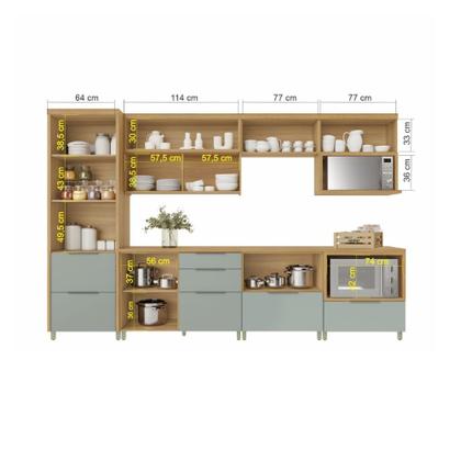 Imagem de Cozinha Modulada 7 Peças Ripado com Tampo MDF Marquesa Nesher
